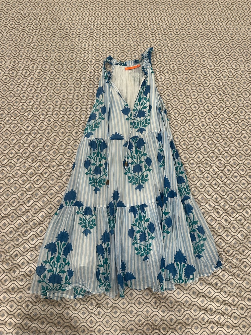Oliphant Blue Floral Tiered Sundress